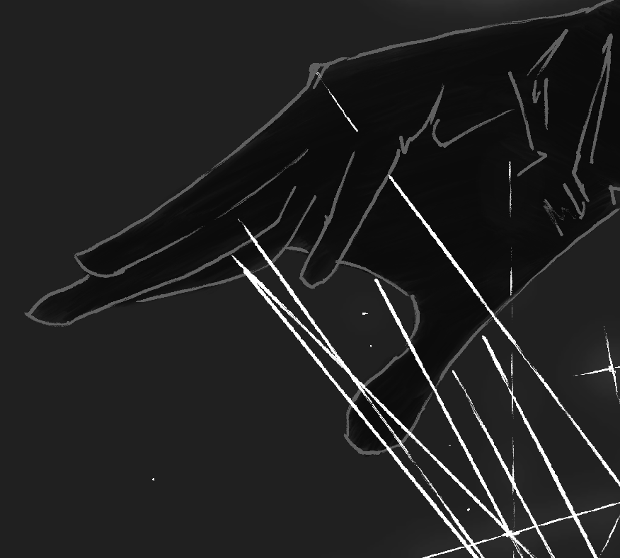 A hand from the Loom SRD cover, outstretched and covered in white thread